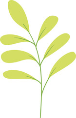 Obraz premium Green plant leaves cartoon cute organic loose hand drawn simple vector isolated