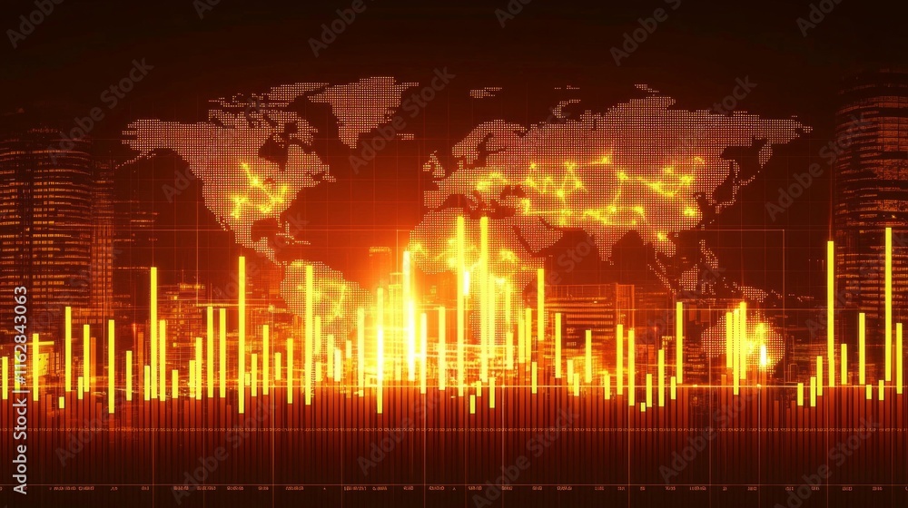 Poster abstract market data visualization with bright elements