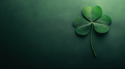 A green leaf with four points is on a green background