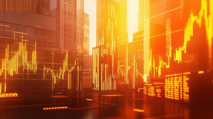 Abstract Trading Visualization with Warm Light Effects