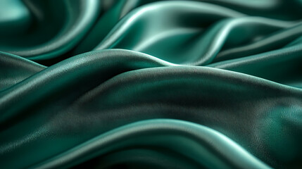Obraz premium Emerald Green Silk Fabric Draped Elegantly with Soft Natural Light