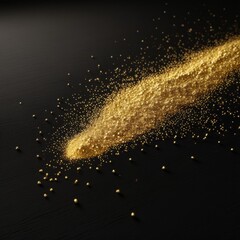 Fototapeta premium A glistening pile of golden dust with shimmering particles floating in the air