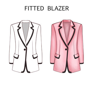 TECHNICAL FLAT FASHION ILLUSTRATION - WOMAN FITTED BLAZER