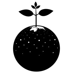 Growing Green Planet vector silhouette