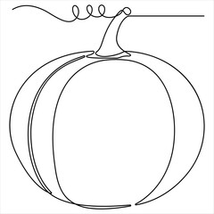 Pumpkin one line continuous single line art drawing outline design illustration