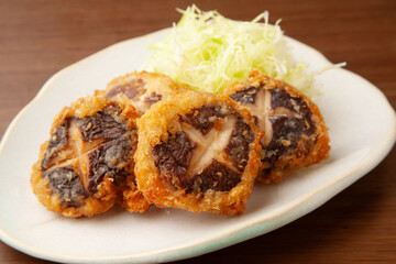 肉詰め椎茸のフライ