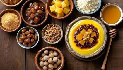 Traditional Botswana Sweet Bowl with Ingredients and Decorations for Festive Celebration