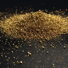 A glistening pile of golden dust with shimmering particles floating in the air