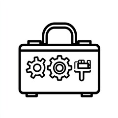 Fototapeta premium A briefcase containing gears and a paintbrush symbolizes creative engineering