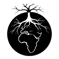 Earth with Roots vector silhouette