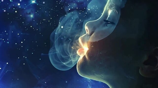 A child s ethereal breath materializes in the air, embodying innocence, life, and fleeting existence.