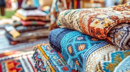 Fototapeta premium Artisan Crafts at Vibrant Village Market Display