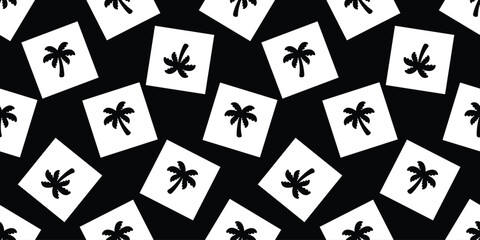 palm tree seamless pattern coconut tree checked vector gift wrapping paper scarf isolated island tropical tile background repeat wallpaper cartoon beach ocean summer doodle illustration design
