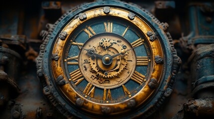 Fototapeta premium Rusty Antique Clock Gears Time Mechanism