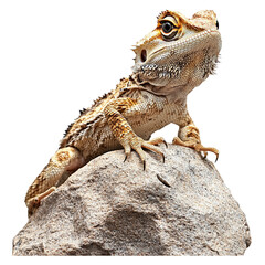 Lizard is sitting on a rock.