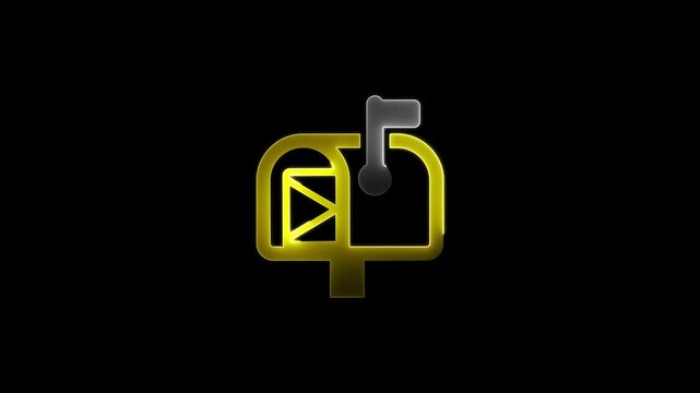 Animation of glowing neon Email box and Post Icon, e-mail inbox with messages increasing fromneon open letter box icon animation