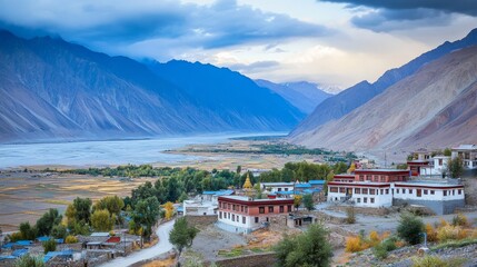 Fototapeta premium Scenic Monasteries Overlooking a Serene Valley