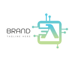 Computer logo icon design template elements. Usable for Branding, Business and Technology Logos.