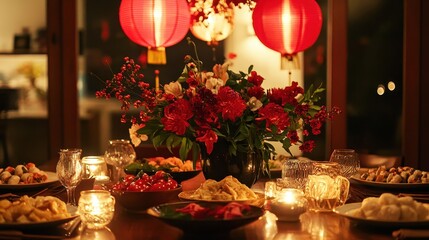 Festive Chinese New Year Celebration Table Setting
