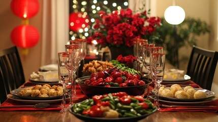 Celebratory Chinese New Year Table Setting