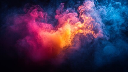 Fototapeta premium Vibrant explosion of colorful clouds in a dark sky