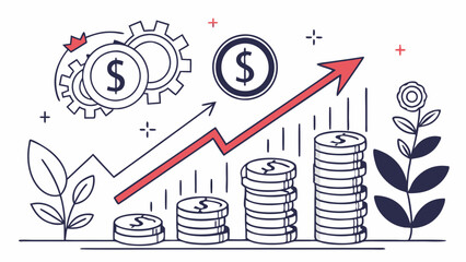 Going to financial goal, aim. Wealth, finance, capital growth, business progress concept. Investing, increasing revenue, income, earnings. Flat graphic vector illustration isolated on white background