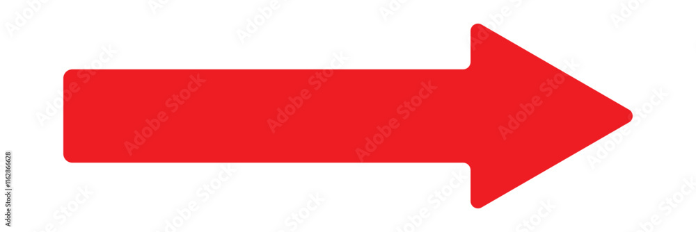 Poster long arrow. red arrow pointing right. red large arrow pointing right. bold thine long arrow. vector 