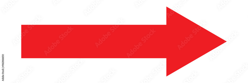 Poster long arrow. red arrow pointing right. red large arrow pointing right. bold thine long arrow. vector 
