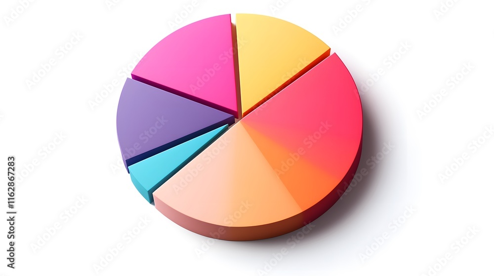 Aufkleber colorful three dimensional pie chart data visualization