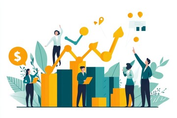 Group of business people meeting to plan, analyze, graph and chart corporate growth to plan new business expansions in the future, Generative AI