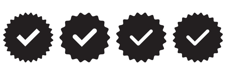 Social media and Profile Verified badge icon. Check and Approved, Accept, Instagram verified badge icon. vector illustration. Black verified badge icon.