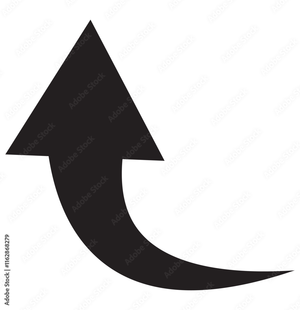 Poster vector icon of a thin long arrow. black arrows vector illustration. long curve arrow icon vector ill
