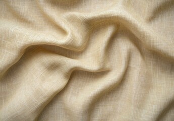 Beige Linen Fabric Texture: Draped Wrinkled Cloth Background
