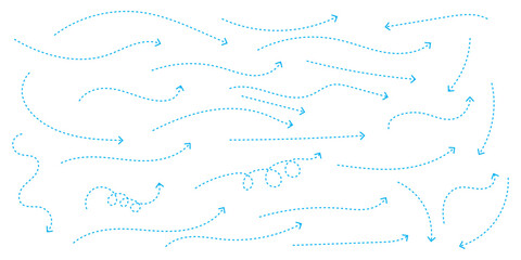 Collection hand drawn arrows. Set simple curved arrows isolated on white background. Collection of pointers. Vector illustration. Blue curve arrow set. blue hand drawn curve arrow set. 