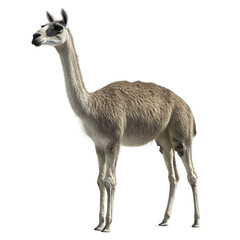 Large, furry camel standing on transparent background.