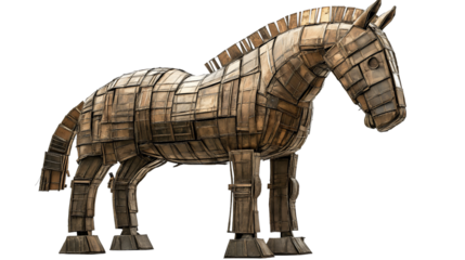 Mythical Trojan Horse Illustration Symbolizing Ancient Greek History and Security Concepts isolated