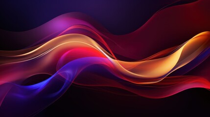 Obraz premium Vibrant Abstract Composition with Dynamic Gradient Swirls in Red, Purple, and Gold on Dark Background
