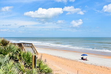 Enjoying a beach day at Gamble Rogers Memorial State Recreation Area at Flagler Beach in Flagler County, Florida