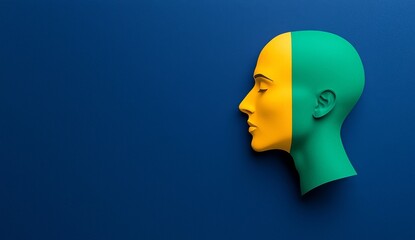 Concept of Mental Health. Person with Bipolar Disorder. Paper Cutouts Forming a Human Head Showing Different Emotions.