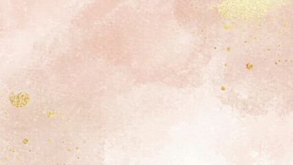 Fototapeta premium Abstract watercolor background with pink and gold splashes. Elegant, luxurious, and delicate texture for design.