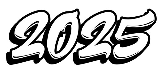 2025 in graffiti brush lettering style. Vector banner isolated. Cool New year design © Photojope