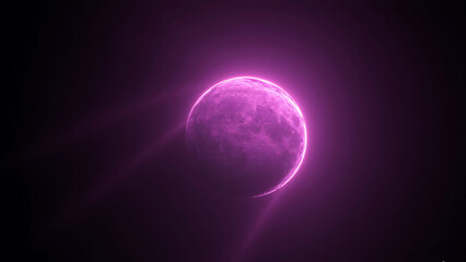 Fototapeta premium Glowing Pink Moon in Dark Space, Abstract Celestial Art