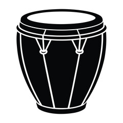 Studio shot of black conga drum instrument isolated on white background 