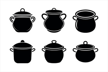 pot silhouette icon set design