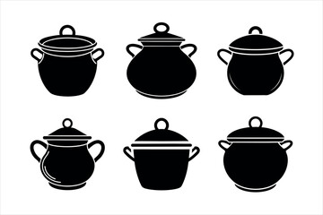 pot silhouette icon set design