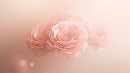 Three blush pink paper flowers