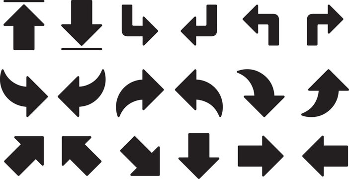 Arrows set black icons. Arrow icon. Arrow vector collection. Doddle arrow set, collection of arrows. Collection different arrows sign. Black vector arrows icons