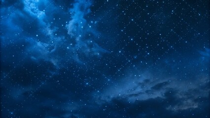 Night sky, starry expanse, deep blue nebula, cosmic clouds, twinkling stars, celestial landscape,...