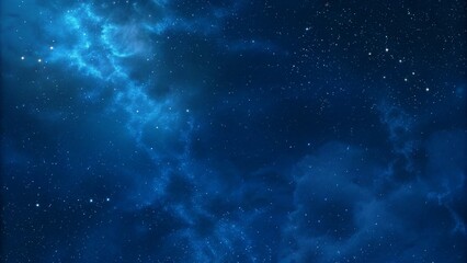 Deep space nebula, cosmic blues, swirling gas clouds, starry night sky, celestial beauty, ethereal...