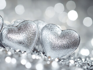Obraz premium Valentine's hearts on bokeh background